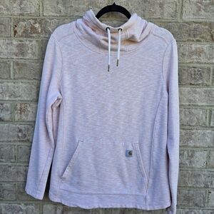 Carhartt Women's Pull Over Hoodie Pink Shawl Collar Relaxed Cotton Size Large
